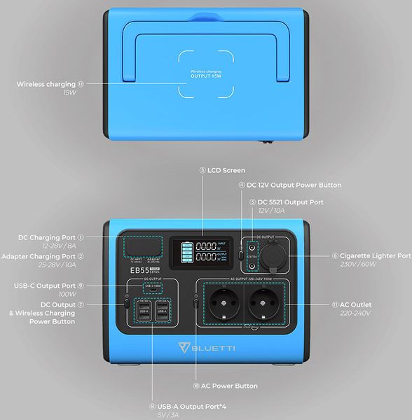 Зарядная станция Bluetti PowerOak EB55 537Wh 700W фото